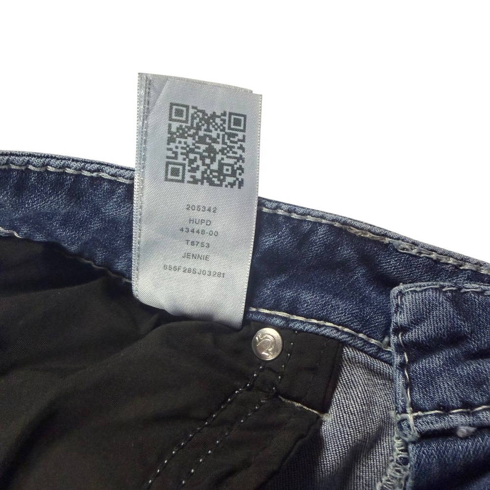 True Religion Jennie Curvy Mid Rise Super Skinny Blue Jeans Big T Stitch Size 29 - Picture 6 of 9